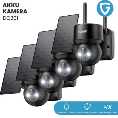 ieGeek 2K Solar Überwachungskamera Aussen mit 15000mAh Akku, 10M Nachtsicht PIR