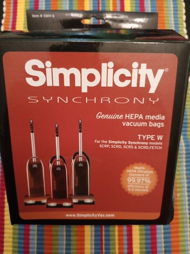 Simplicity SYNCHRONY GENUINE HEPA Media Six Vacuum Bags TYPE "W"(SWH-6) - Picture 3 of 5