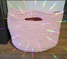Borsa uncinetto handmade secchiello fettuccia di cotone.Personalizzabile