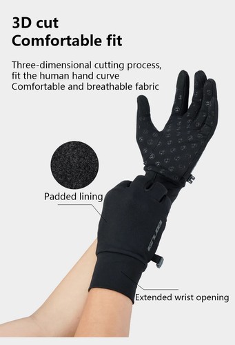 Long Finger Cycling Gloves Padded Warm High Stretch Fabric Road MTB Warm Gloves - Picture 12 of 15