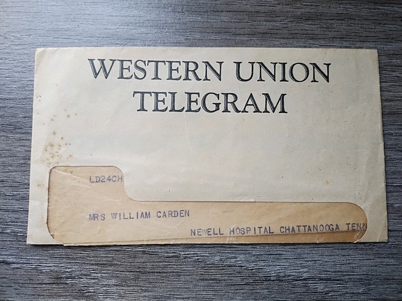 Western Union Telegram 1948 Mrs William Carden Chattanooga TN Congratulations