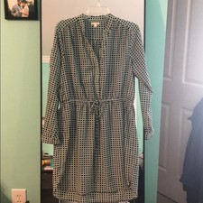 Gap Women's Geometric Print Collared Tie Waist Long Sleeve Shirtdress Size L