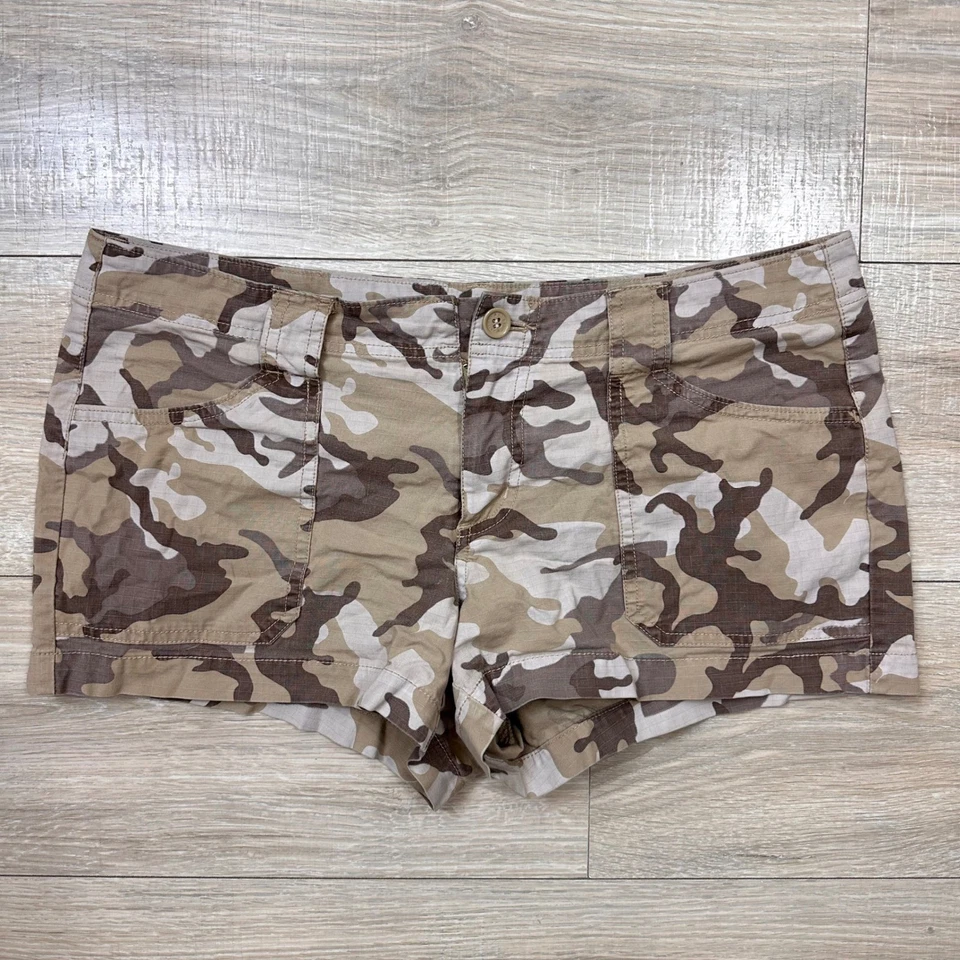Arizona Jean Marrón Camuflaje Mini Pantalones Cortos Camuflaje Carga Parche Bolsillo Talla 13 Foto 2 de 4