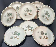 Thompson Pottery Birdhouse 10” Dinner Plates Set of 8