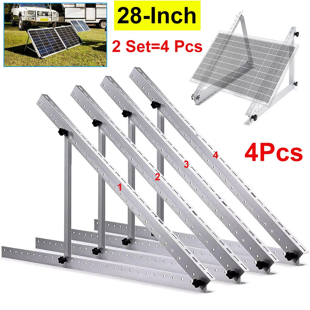 2 Set Solar Panel RV Tilt Mount（28in）Brackets Roof Flat 