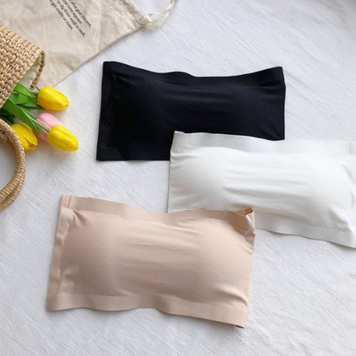 3 Pcs Anti-blowing Tube Top Miss Seamless Strapless Bandeau Bra Black