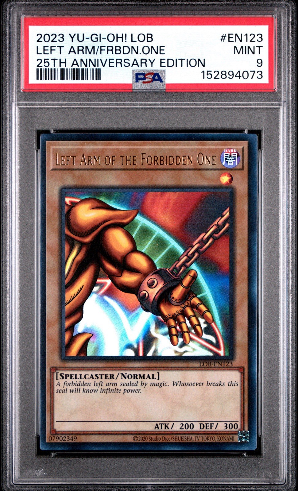2023 Yugioh! LOB Left Arm Of The Forbidden One 25th Anniversary PSA 9