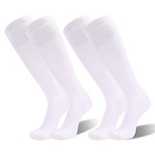Soccer Socks, Unisex Youth Knee High Baseball Softball Football X-Large White