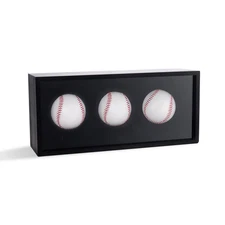 Baseball Display Case, Baseball Holder Display Case for 3 Balls, with Acrylic...