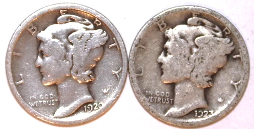 (2) Mercury Dimes - 1920-P(Very Good) 1923-P(Good/VG) - #2723AT