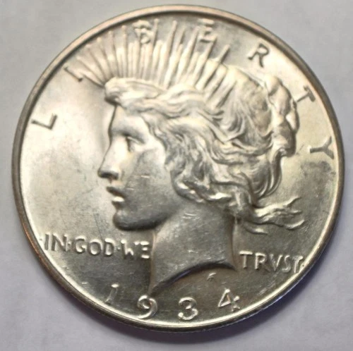 MUST SEE! EXCELLENT GEM BU 1934-D 90% SILVER PEACE DOLLAR (ref# 34 PD-1)