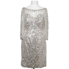 Terani Couture, Cocktailkleid, Größe: 42, Beige/Silber/Gold, Polyester #zLc