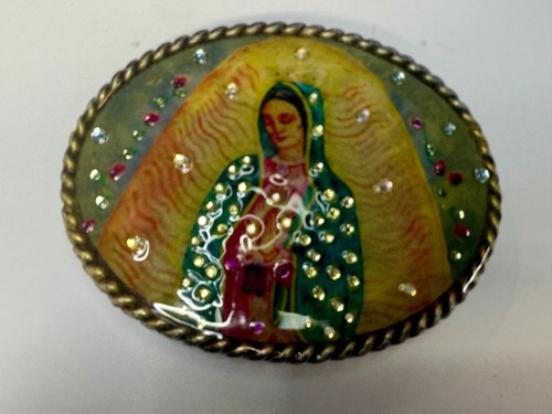 Virgin Mother Mary Sacred Heart Religious Catholic Jeweled Artisan Belt Buckle - Picture 19 of 23