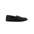 900$ GIORGIO ARMANI Shoes Loafers Slip-On Logo Black Leather 10 UK 11 US 44 IT