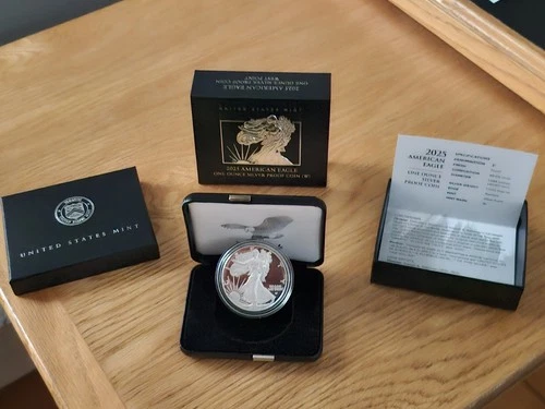 2025 W AMERICAN SILVER EAGLE PROOF COIN W COA AND BOX WEST POINT MINT
