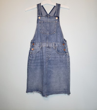 Old Navy Girls L Overall Jumper Jean Dress Denim Blue Medium Wash Pockets