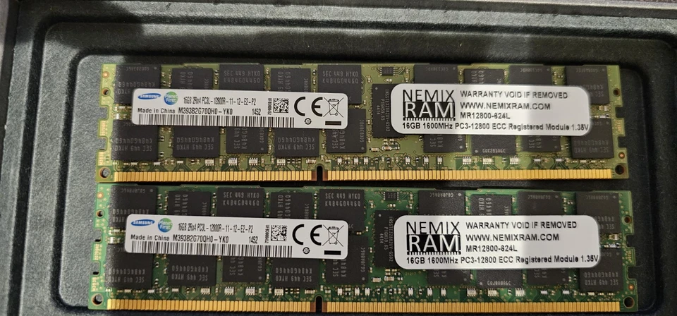 NEMIX RAM 32GB (2x16GB) DDR3 1600MHz PC3-12800 240-PIN ECC RDIMM SERVER. WKRSTN - Image 3 of 4