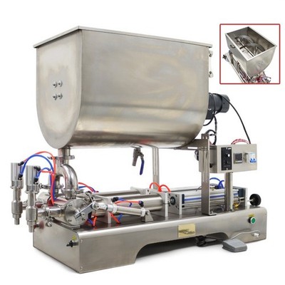 2 Nozzle Paste Liquid Filling Machine Heating Stirring Hopper 100-1000ml 2HP