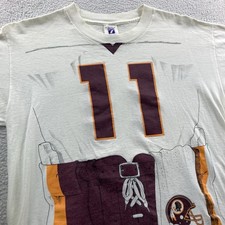 Vintage Logo 7 Washington Redskins T Shirt Men Large Uniform Double Sided NFL