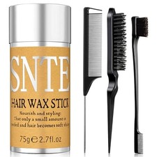 Slick Back Hair Brush  Hair Wax Stick Set - Frizz Control  Pack of 4  Black  