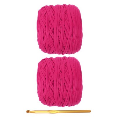 T-Shirt Yarn for Crocheting with Hook, 2 Pack 560g/196 Yards Yarn(Rose Red)