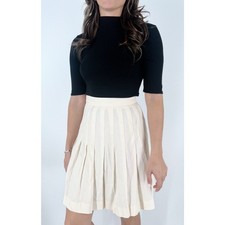 Vintage Express Cream Ivory Pleated Mini Skirt Size 7/8 Small