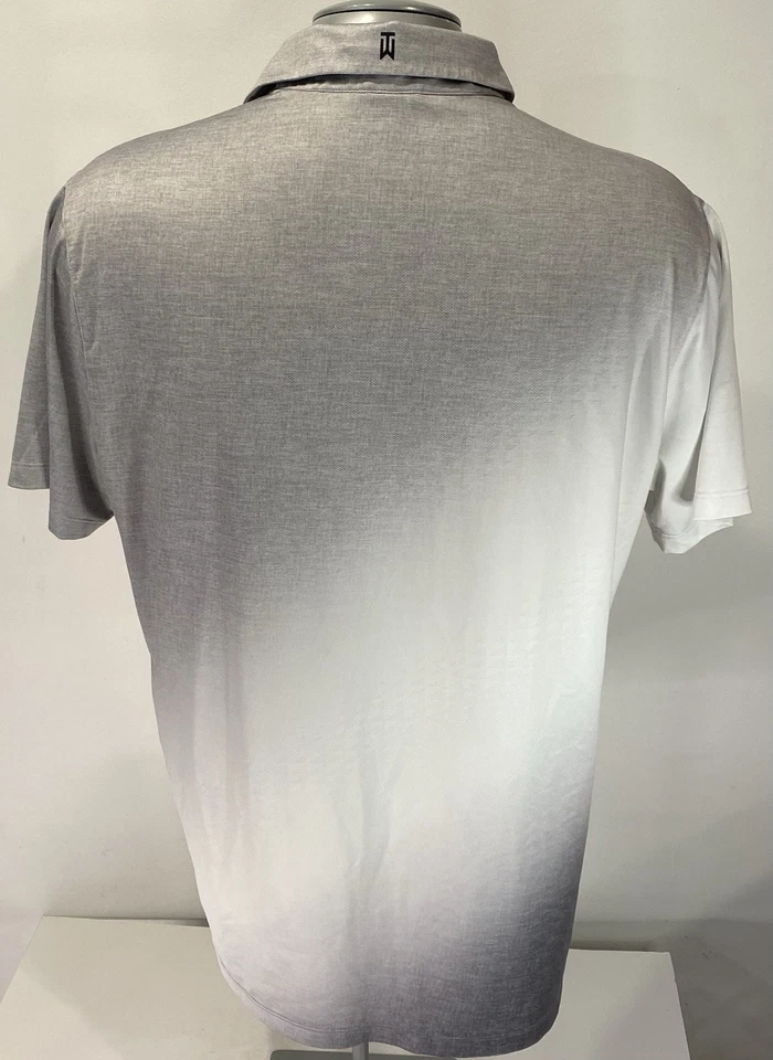 Nike Tiger Woods Collection L Polo Grande Para Hombre Golf Gris Blanco Broches a presión Foto 4 de 4