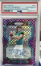 2021 Prizm Trevor Lawrence Rookie Auto RC Purple Power #15/49 Jaguars PSA AUTH