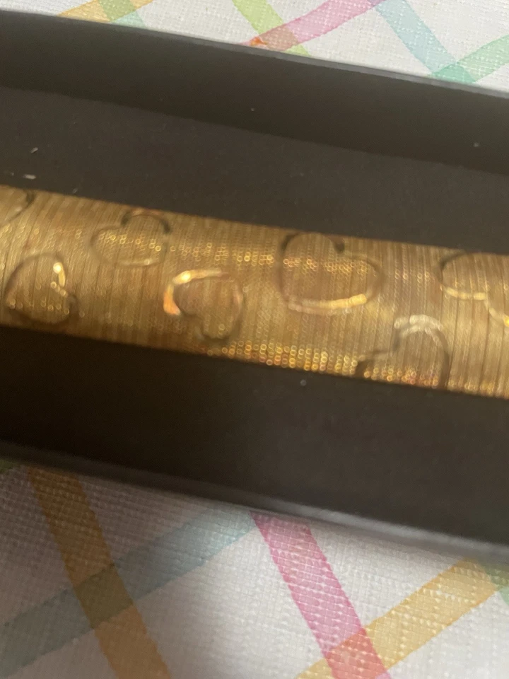 Italian 20 Mm 18 Kt Gold Over Sterling Silver Omega Heart Bracelet 7 Inches - Image 2 of 3