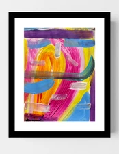 GUAJARDO Original Abstract Expressionism Happiness 12X9 Paper Signed Art