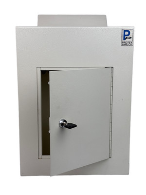 Protex Wall Depository Drop Box with Adjustable Chute 12''W x 16''H Beige READ