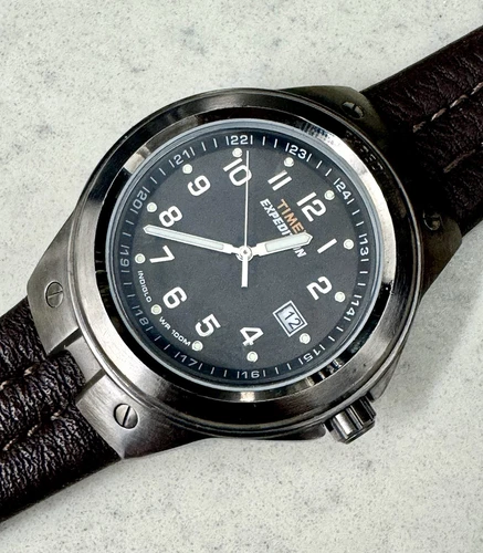 EXCELLENT Men’s TIMEX EXPEDITION GUN METAL FIELD WATCH - BACKLIGHT, RUNNING 