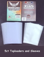 5 BCW 3.5" X 5" Toploader and Mayday Games Sleeves Set in Loose Bag READ