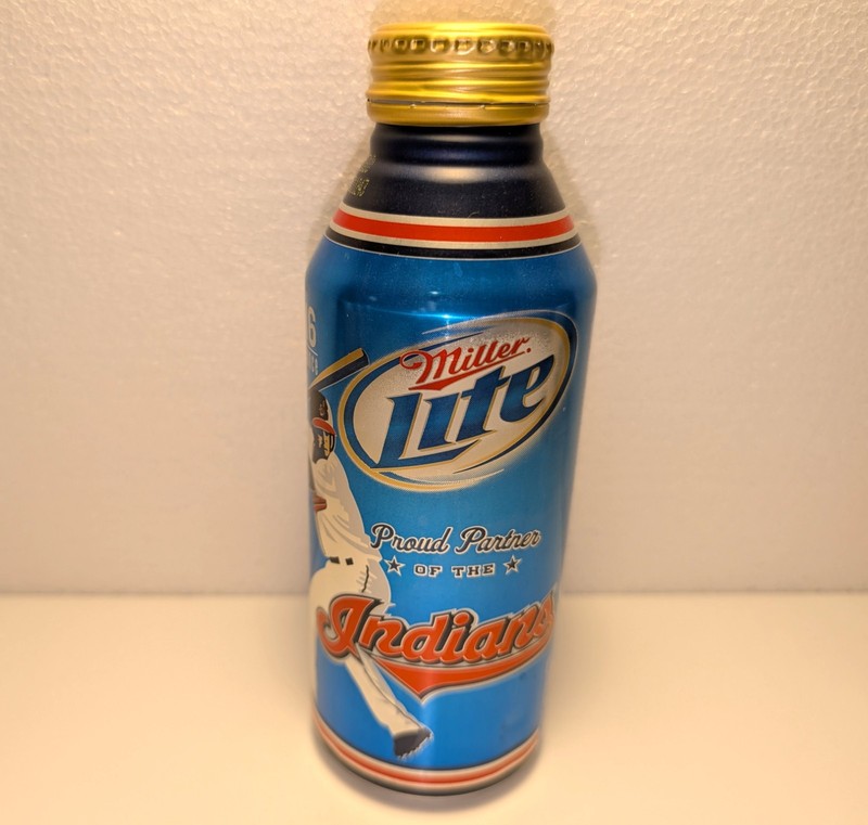 Miller Lite 16 oz. alum beer bottle 2010 Cleveland Indians - EMPTY