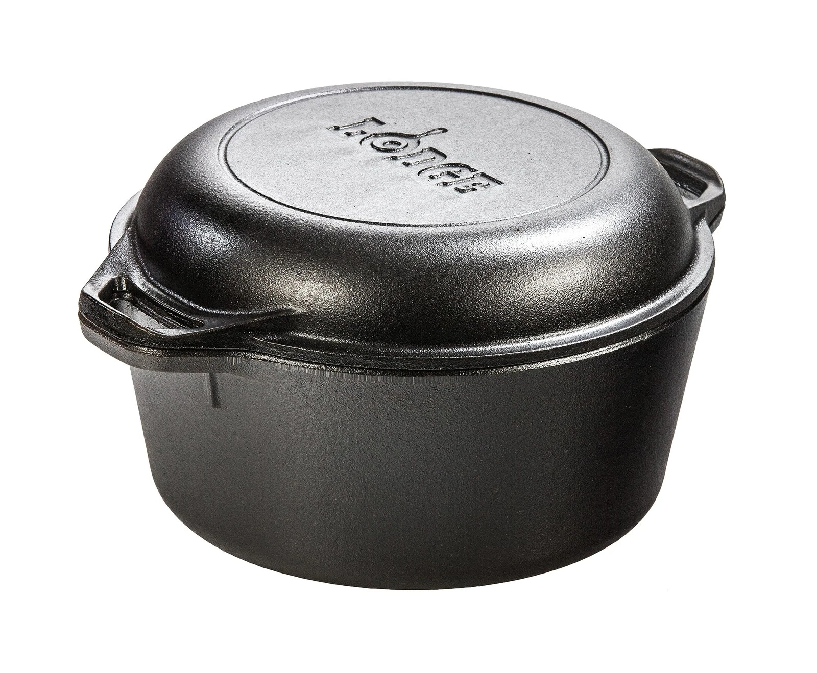 Iron Dutch Oven 5 Quart Pre Seasoned 2-in-1 Combo Lodge Cast Double