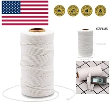 White String, Cotton Bakers Twine, 328 Feet 2MM Natural White Cotton String f...