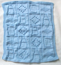 Handmade Baby Pram Blanket Blue ABC design