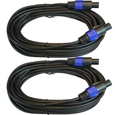 2 PACK 25 ft foot speakon compatible pro audio sound PA DJ speaker cables cord