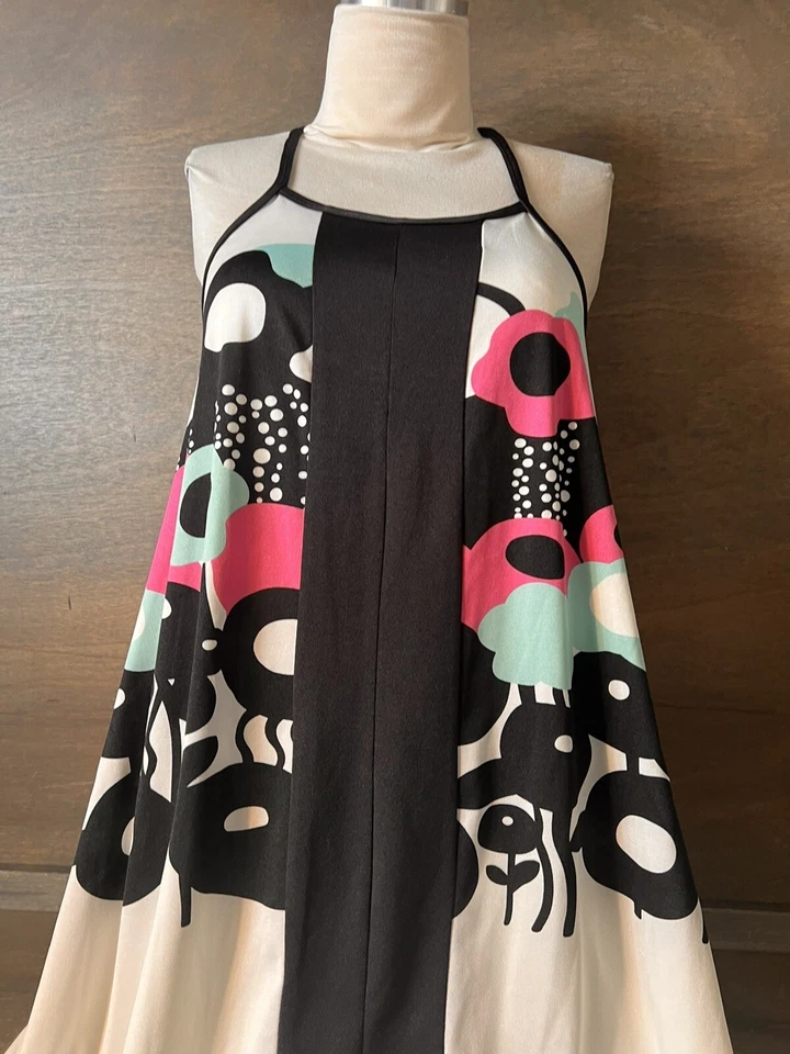 Vestido Johnny Martin RETRO M Cuello Halter DOBLADILLO ASIMÉTRICO NEGRO AZUL ROSA BLANCO Foto 2 de 4