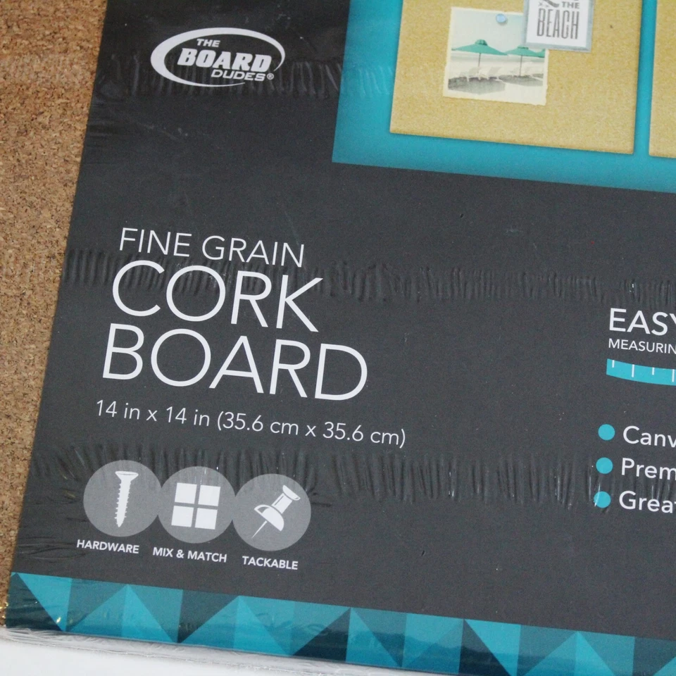 Cork Board 14 x 14" Square Canvas Style Wall Hanging School - Image 3 of 4