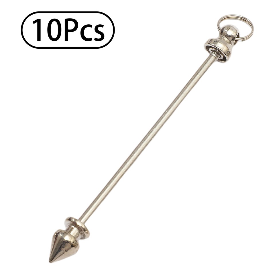 10Pcs Bar Metal Charms Keychain Beads Bulk Making Supplies Silver Key