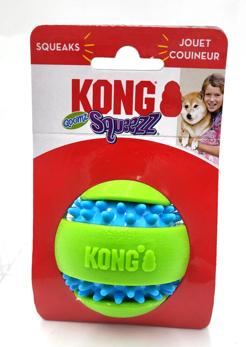 Kong Goomz Squeezz Med Squeaky Dental Fetch Ball Dog Toy eBay