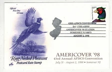 1998 AMERICOVER AFDCS CONVENTION PICTORIAL FDC 3050 PHEASANT BOOKLET SINGLE