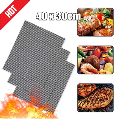 BBQ Grill Mesh Mat Non-Stick Oven Liners Reusable Cooking Barbecue Baking Sheet - Image 1 of 4