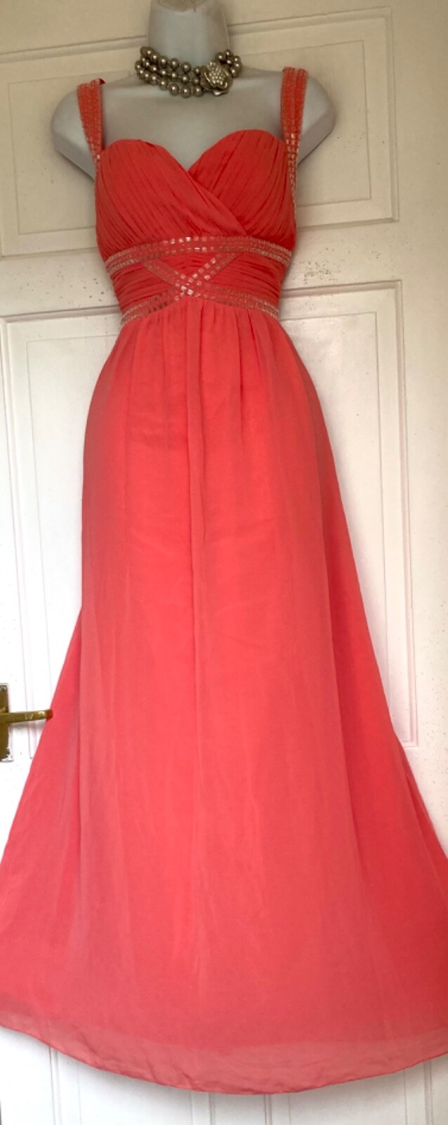 QUIZ BEADED EMBELLISHED MAXI EVENING PARTY DRESS SIZE 16 eBay