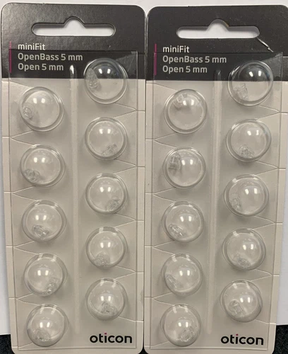 2 Pack Oticon miniFit OpenBass 5mm Domes For More Hearing Aids. 20 Domes Total.