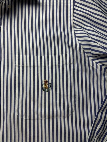 Vintage Ralph Lauren Chaps Button Up Dress Shirt Men 15 32/33 Blue Stripes - Picture 2 of 7
