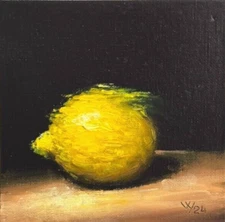 Original Oil Painting Still Life Lemon Impressionism Realism Art 6 x 6" Fruit