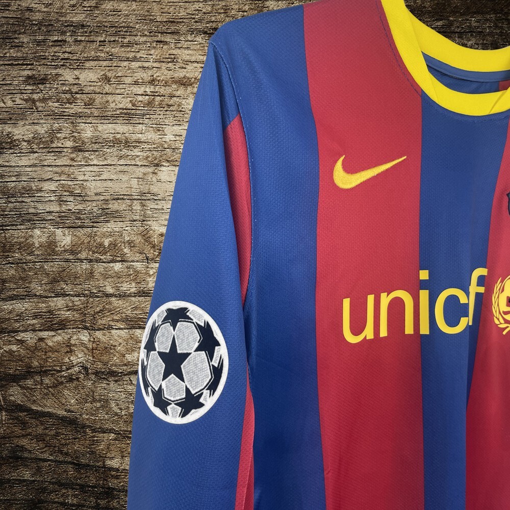 2010 Barcelona Home Long Sleeve Jersey, UCL Badge - Lionel