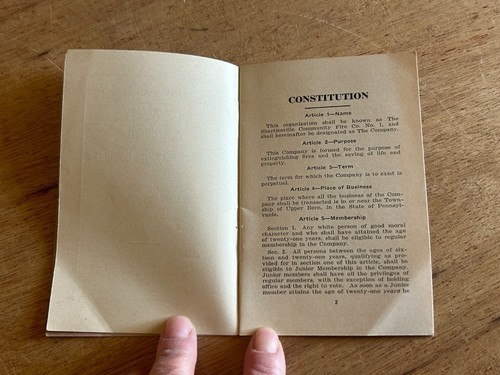 Folleto de colección de Shartlesville PA Constitution By-Laws Community Fire Company 1904 - Imagen 5 de 16
